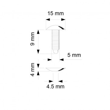 Bouton pression Ø 15 mm - Noir - Serrage 9 mm