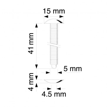 Bouton pression Ø 15 mm - Transparent - Serrage 41 mm