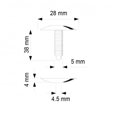 Bouton pression Ø 28 mm - Transparent - Serrage 38 mm