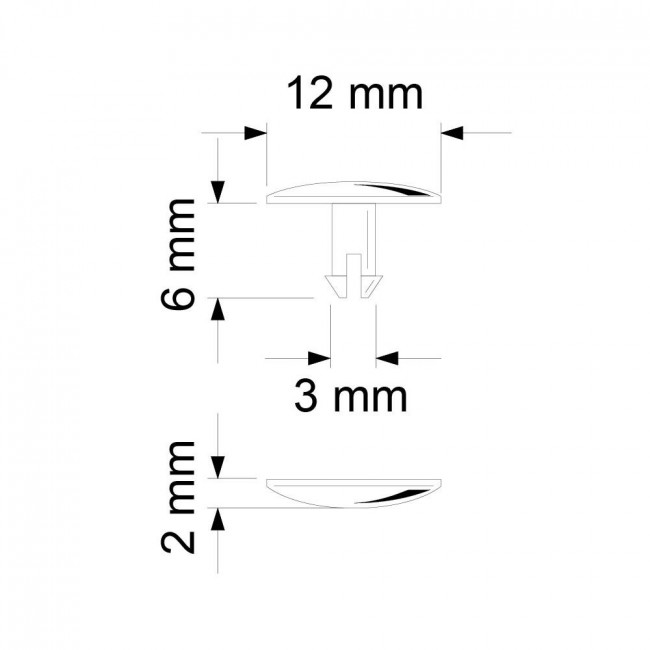 Rivet plastique Ø 12 mm - Blanc - Serrage fixe 5 mm